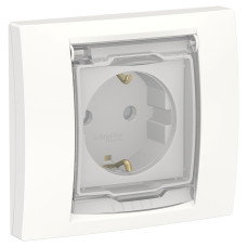 Unica New Розетка С Заземл., Со Шторками, С Крышкой, Ip44, Белый NU003718 Schneider Electric