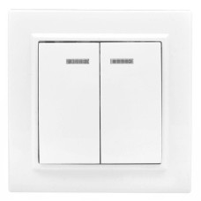 Выключатель 2-кл. СП Минск 10А IP20 с индикатором бел. Basic EKF ERV10-123-10