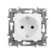 Розетка 1-м СП Etika 16А IP31 250В 2P+E с заземл. защ. шторки немецк. стандарт винтов. клеммы механизм бел. Leg 672222