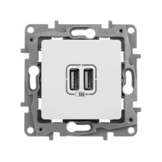 Розетка USB 2-м СП 2мод. Etika 240В/5В 2400мА механизм бел. Leg 672294
