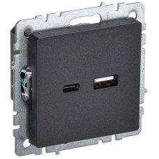 Розетка BRITE USB A+C 18Вт РЮ11-1-БрЧ механизм черн. IEK BR-U22-018-K02