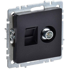 Розетка компьютерная + телевизионная 2-м Brite РТВ/РК12-БрЧ RJ45 кат.5E + TV механизм черн. IEK BR-AK20-1-K02