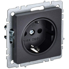 Розетка BRITE РС14-1-0-БрЧ 16А с заземл. защ. шторки механизм черн. IEK BR-R14-16-K02