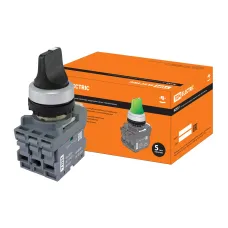 Переключатель на 3 положения с фиксацией M3SS1-20B короткая ручка в сборе d22мм 1з+1р черный TDM