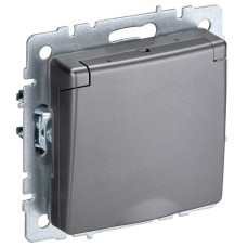 Розетка BRITE РСбш10-3-БрС 16А IP20 с заземл. защ. шторки с крышкой механизм сталь IEK BR-R16-16-K46
