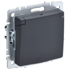 Розетка BRITE РСбш10-3-БрГ 16А IP20 с заземл. защ. шторки с крышкой механизм графит IEK BR-R16-16-K53
