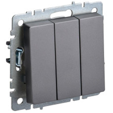 Выключатель 3-кл. СП BRITE ВС10-3-0-БрС 10А механизм сталь IEK BR-V30-0-10-K46