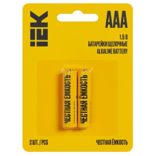 Элемент питания алкалиновый AAA/LR03 Alkaline (блист.2шт) IEK ABT-LR03-OP-L02