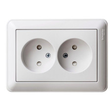 Розетка 2-м СП W59 16А IP20 без заземл. защ. шторки бел. SE RS16-254-18