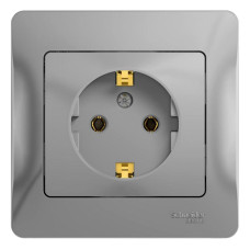 Розетка 1-м СП Glossa 16А IP20 с заземл. в сборе алюм. SE GSL000342