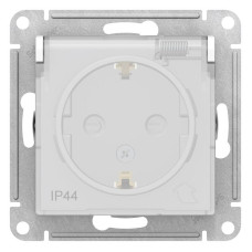 Розетка 1-м СП AtlasDesign Aqua 16А IP44 с заземл. защ. шторки с крышкой механизм бел. SE ATN440146