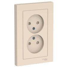 Розетка 2-м СП AtlasDesign 16А IP20 без заземл. защ. шторки в сборе беж. SE ATN000222