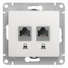 Розетка компьютерная 2-м Glossa RJ45 кат.5E механизм бел. SE GSL000185KK