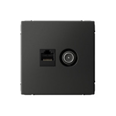 Розетка компьютерная + телевизионная 2-м ArtGallery RJ45 + TV кат.5E базальт SE GAL001489