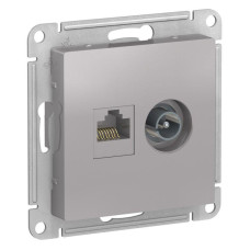 Розетка компьютерная + телевизионная 2-м AtlasDesign RJ45 кат.5E + TV механизм алюм. SE ATN000389