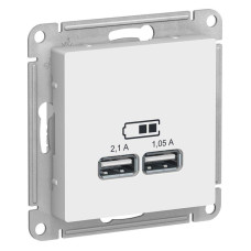 Розетка USB AtlasDesign тип A+A 5В 1х2.1А 2х1.05А механизм бел. SE ATN000133