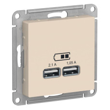 Розетка USB AtlasDesign тип A+A 5В 1х2.1А 2х1.05А механизм беж. SE ATN000233
