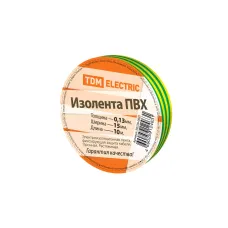 Изолента ПВХ 0,13*15мм Желто-Зеленая 10м TDM