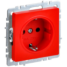 Розетка BRITE РС14-1-0-БрК 16А с заземл. защ. шторки механизм красн. IEK BR-R14-16-K04