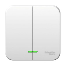 Выключатель 2-кл. ОП Blanca 6А IP20 (сх. 5) 250В с подсветкой с металлич. пластиной бел. SE BLNVA065121