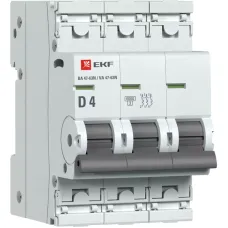 Выключатель автоматический модульный 3п D 4А 6кА ВА 47-63N PROxima EKF M636304D