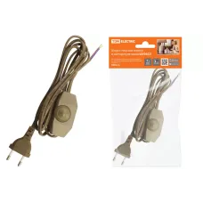 Шнур с плоской вилкой и светорегулятором ШУ05С3 (200Вт, RL) ШВВП 2х0,75мм2 2м. бронза TDM