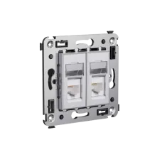 Компьютерная розетка RJ-45 в стену, кат.6 двойная экранированная "Avanti", "Закаленная сталь" DKC 4404394
