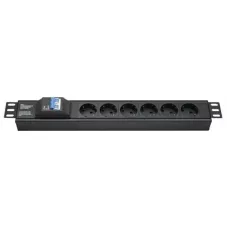 БРП 19" 16A с автоматом 2P Вых:6ХSchuko Вх:SchukoX2м DKC R519SH6CB
