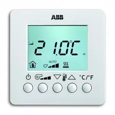 Термостат комнатный 6138/11-83-500 с ЖК-дисплеем для управления Fan- Coil SM серебристый алюм. ABB 6138-0-0005