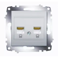 Розетка компьютерная 2-м Cosmo (RJ45 CAT6 + RJ45 CAT6) алюм. ABB 619-011000-248