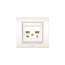 Розетка компьютерная + телеф. Zena RJ45 CAT6 + RJ11 крем. ABB 500-010300-249