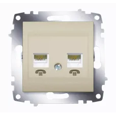 Розетка телефонная 2-м Cosmo (RJ11 + RJ11) титаниум ABB 619-011400-222