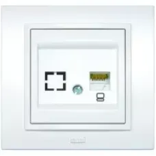 Розетка компьютерная + телеф. Zena RJ45 CAT6 + RJ11 бел. ABB 500-010200-249