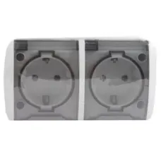 Розетка-блок EVA с заземл. с крышкой + розетка с заземл. с крышкой IP54 ABB 554-011500-938