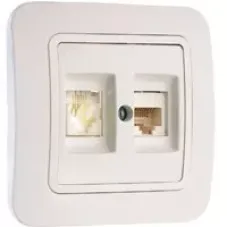 Розетка компьютерная + телеф. Zena RJ45 CAT6 + RJ11 без рамки бел. ABB 609-010200-249