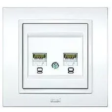 Розетка компьютерная 2-м Zena (САТ6 + САТ6) бел. ABB 500-010200-248