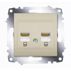 Розетка компьютерная 2-м Cosmo (RJ45 CAT6 + RJ45 CAT6) титаниум ABB 619-011400-248