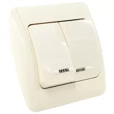 Выключатель 2-кл. ZIRVE с подсветкой Led крем./крем. ABB 501-010303-203