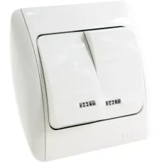 Выключатель 2-кл. ZIRVE с подсветкой Led бел./бел. ABB 501-010202-203