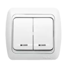 Выключатель 2-кл. TUNA с подсветкой Led бел./бел. ABB 502-010202-203
