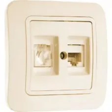 Розетка компьютерная + телеф. Zena RJ45 CAT6 + RJ11 без рамки крем. ABB 609-010300-249
